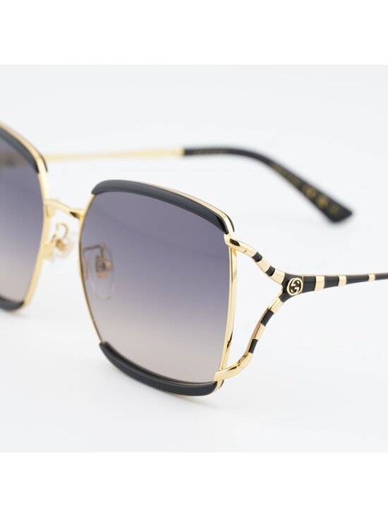 Gucci GG0593SK 001 Sunglasses Black / Gold Square Frame, Grey Lenses main image 8
